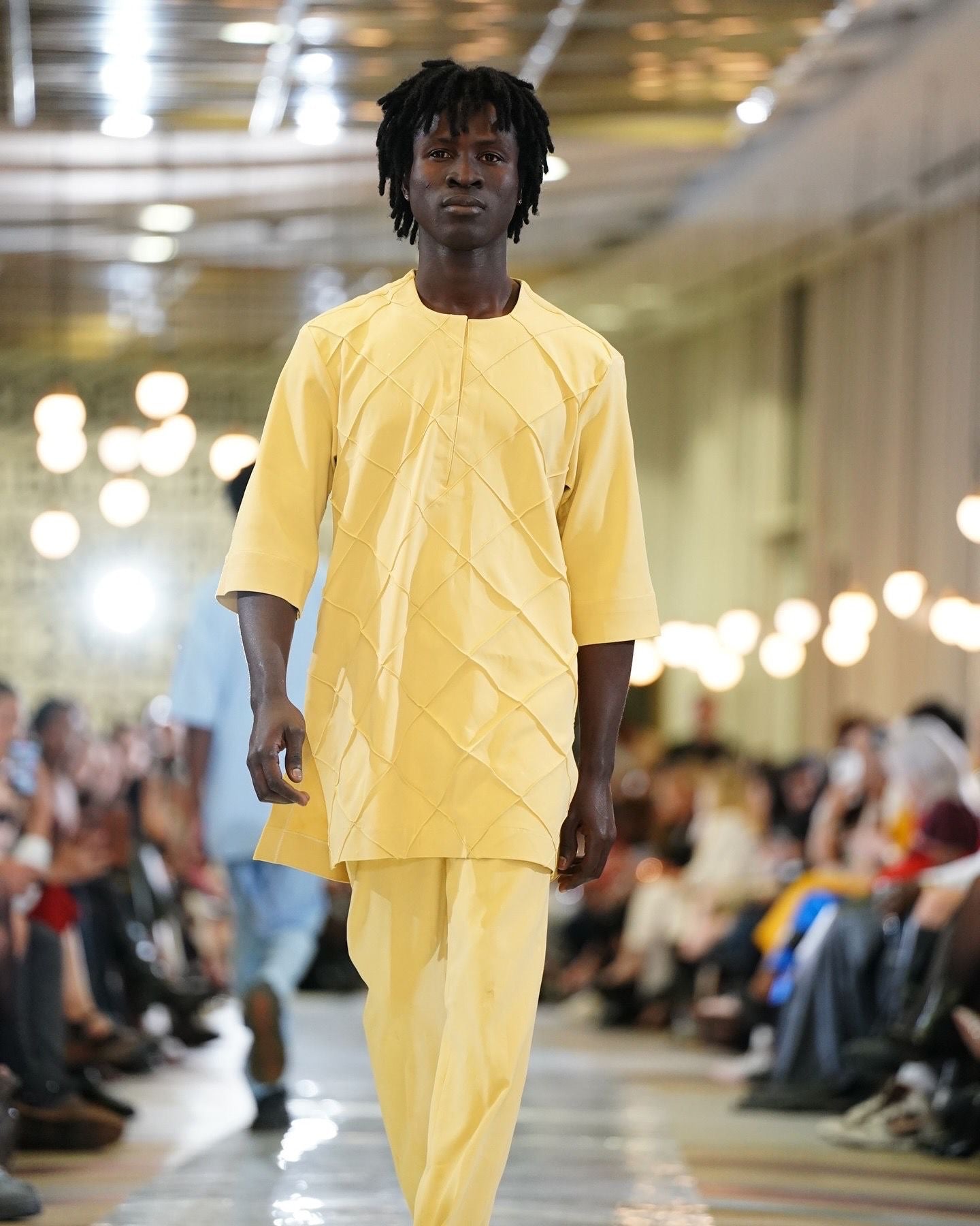 Lush Life Yellow Men's African Two-Piece Crepe Set