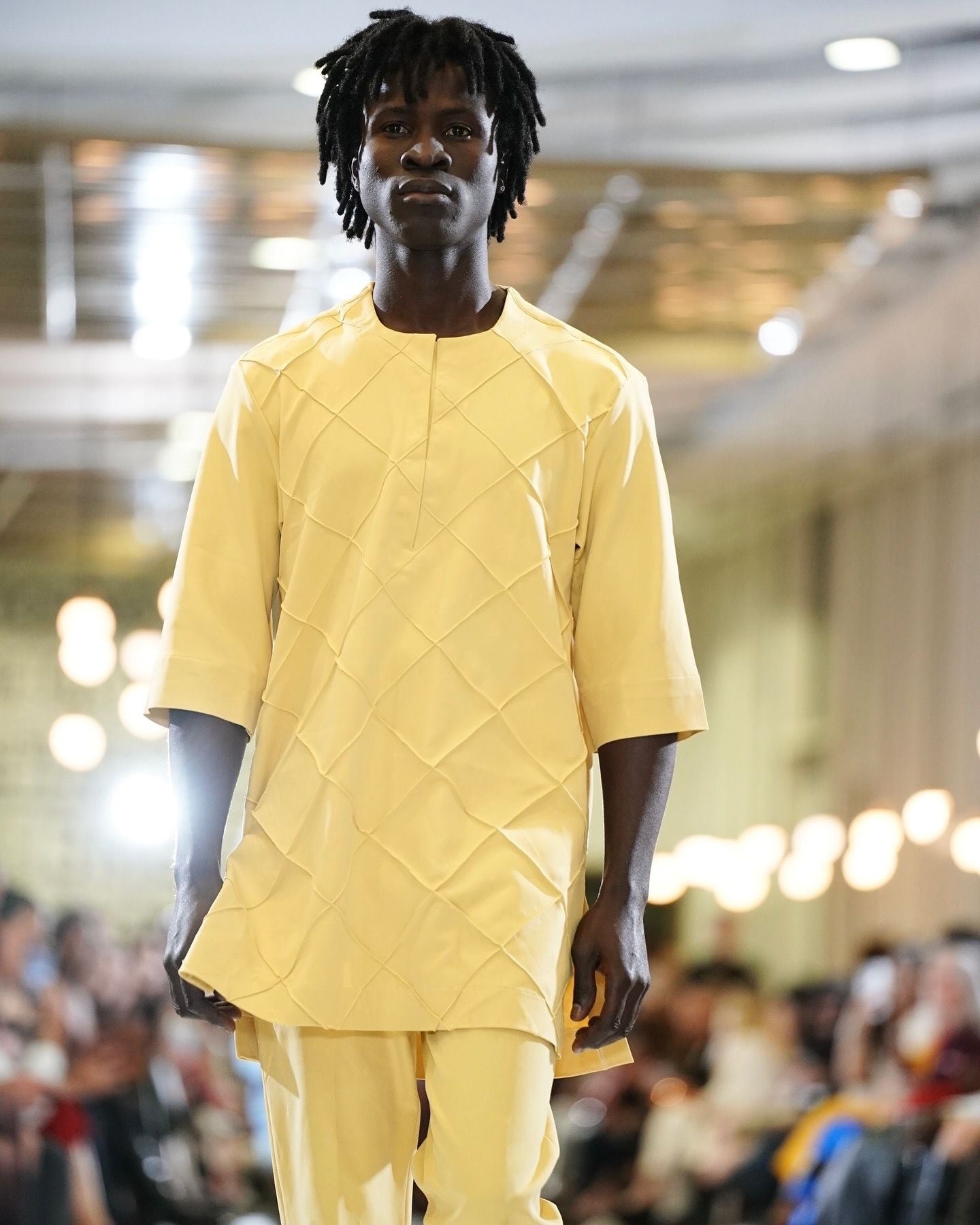 Lush Life Yellow Men's African Two-Piece Crepe Set