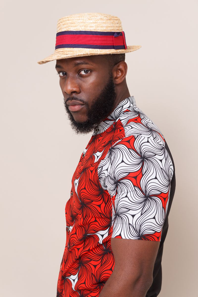 ODOGWU RED African Print Short Sleeve Shirt