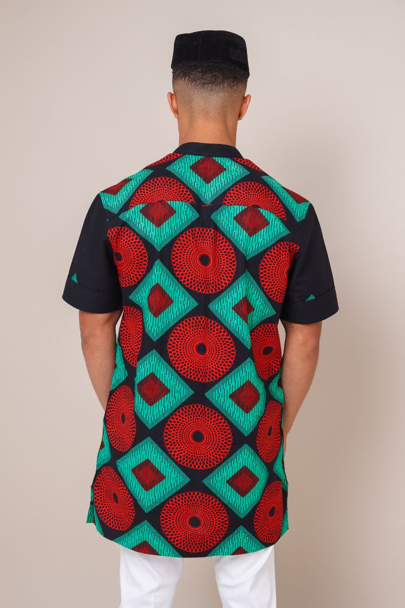 KWEKU African Print Short Sleeve Kaftan