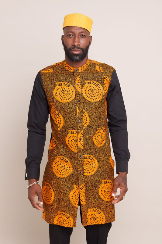 UGO MEN'S AFRICAN PRINT LONG-SLEEVE SHIRT