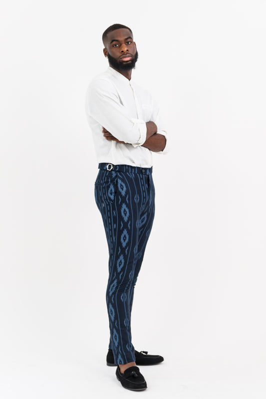MAZELI MEN'S SLIM-FIT WAX AFRICAN PRINT PANTS