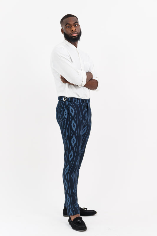 MAZELI Navy African Print Pants | African Print Trousers