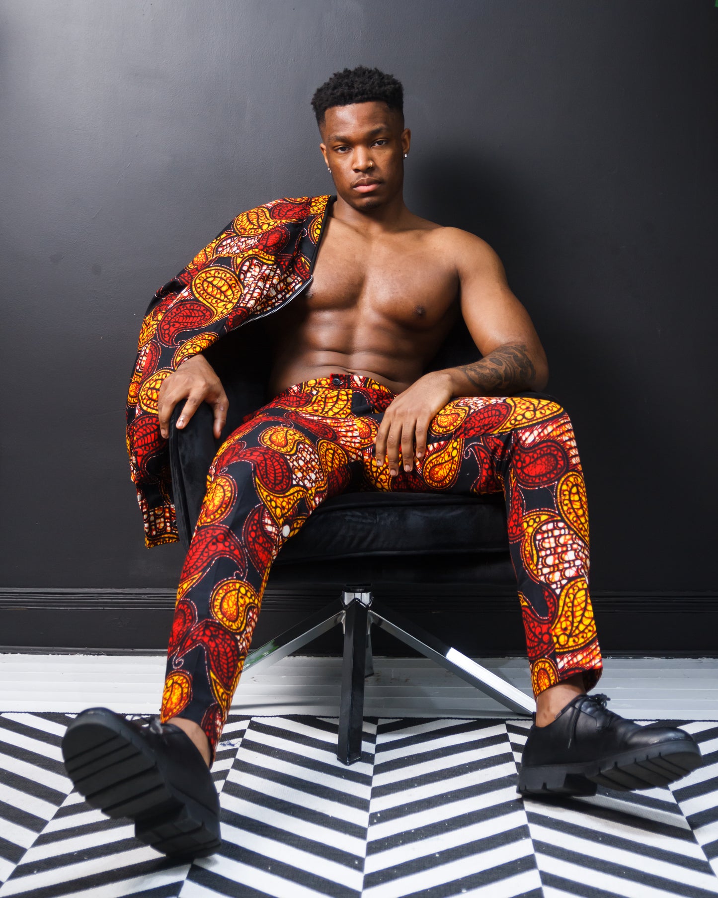 DAMI MEN'S WAX PRINT REGULAR-FIT PANTS