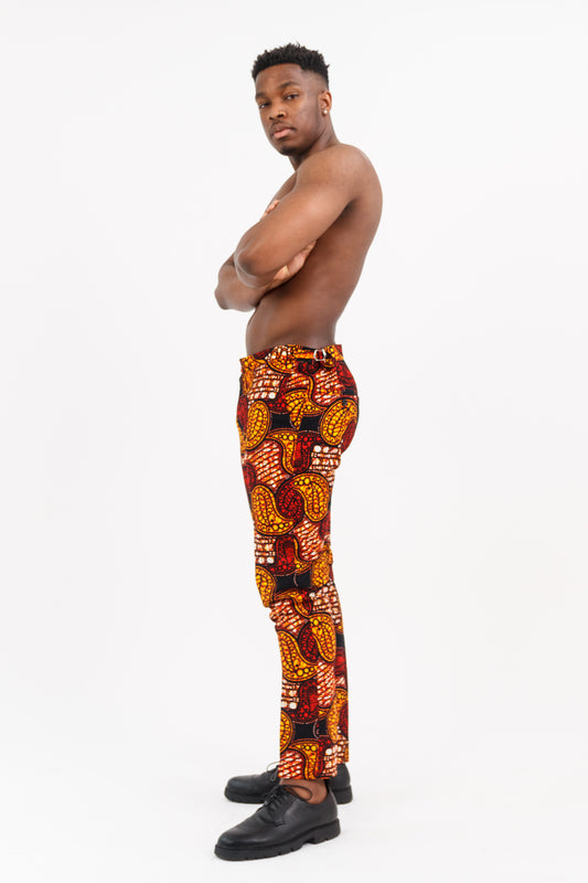DAMI MEN'S WAX PRINT REGULAR-FIT PANTS