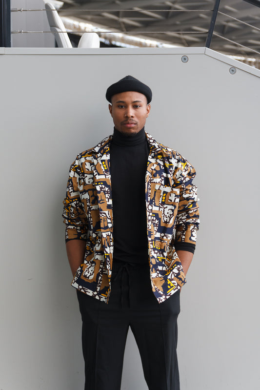 Kalahari Men's African Print Geometric Jacket