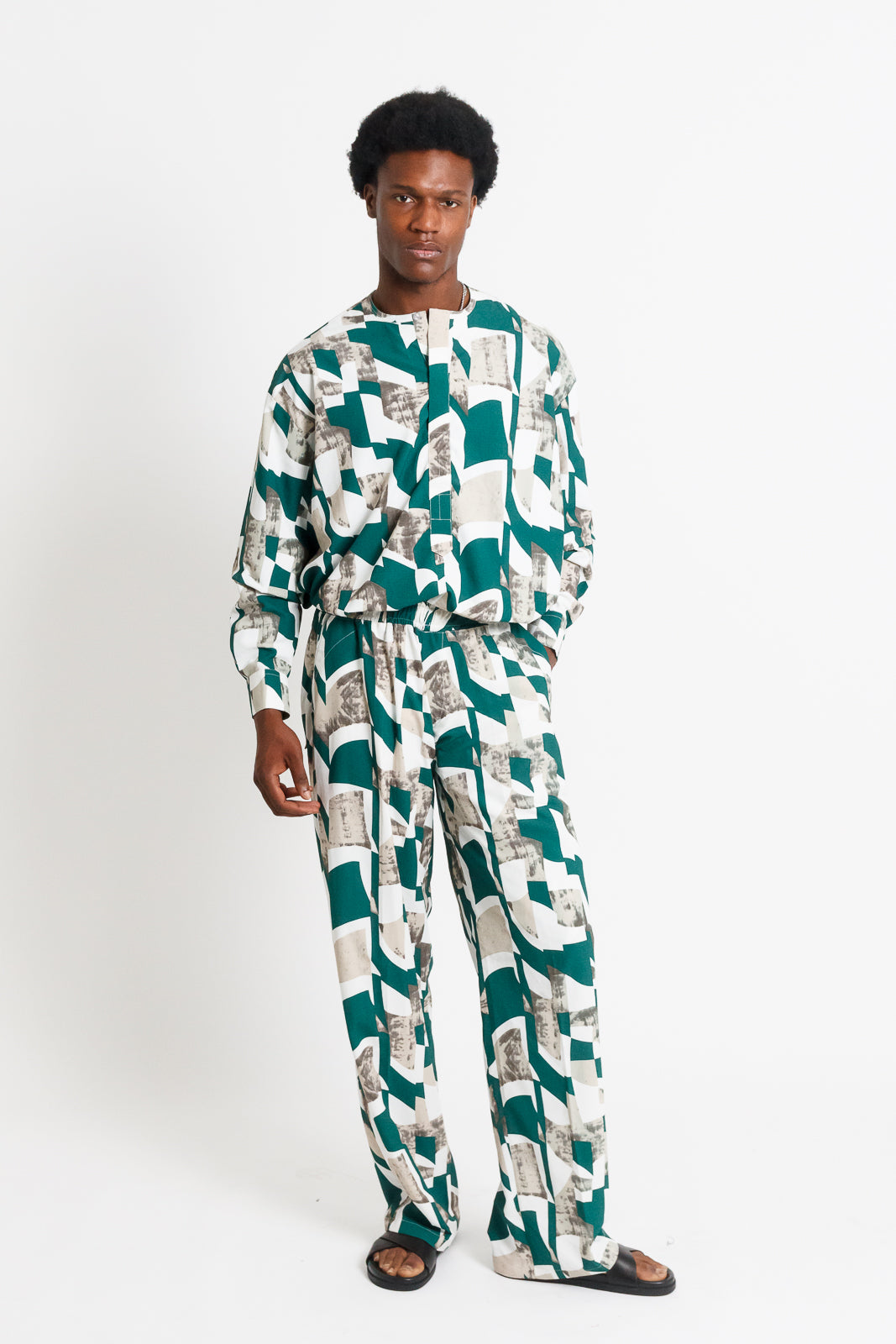 Joab Men's Matching Set (Green Abstract Print)