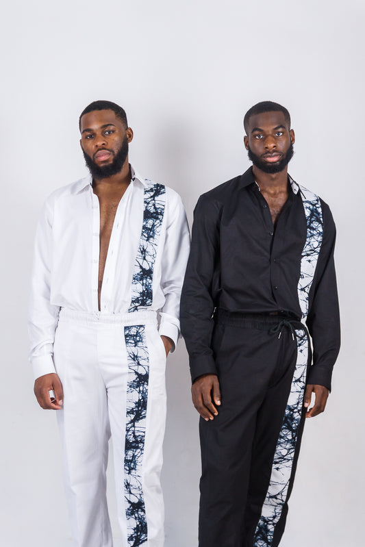 BABADUDU MEN'S AFRICAN ADIRE PRINT TWO-PIECE LOUNGE SET