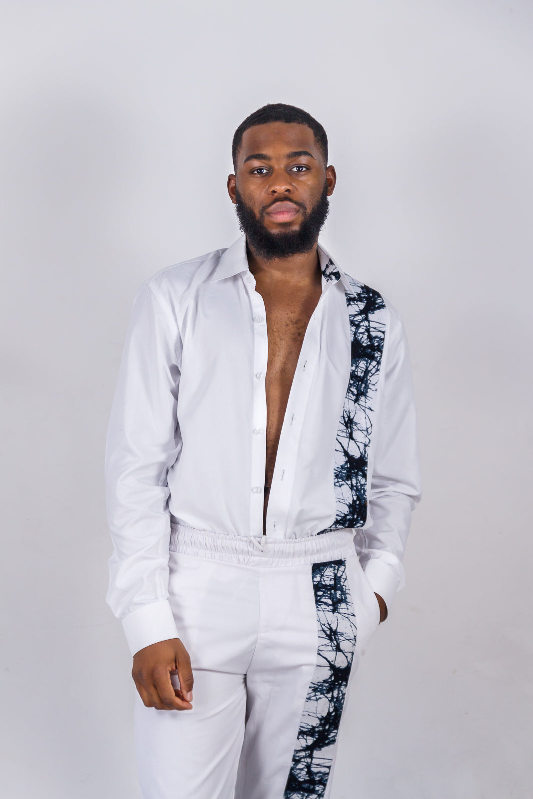 BABADUDU white and black Lounge Wear | African inspired Men's wear