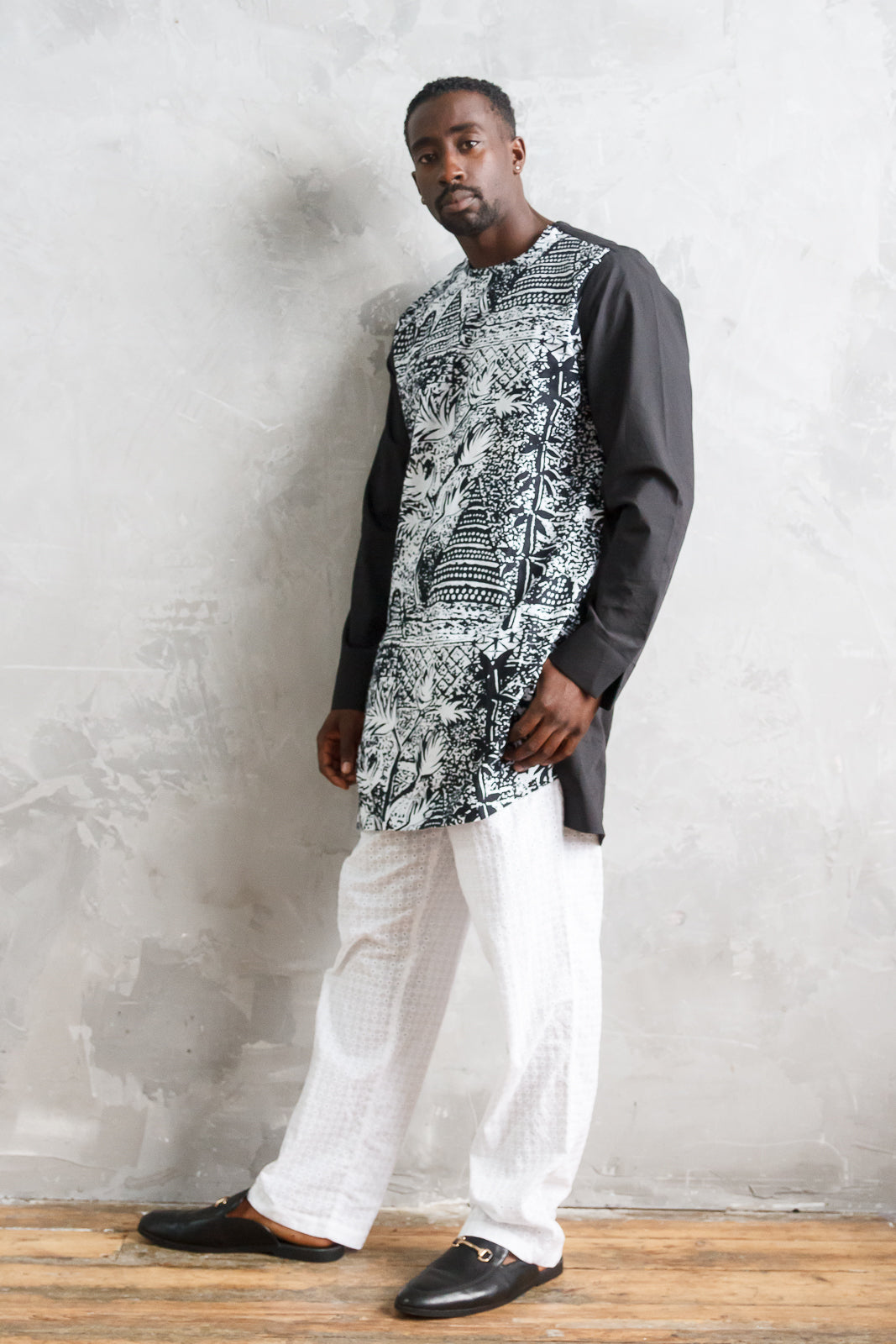Ubuntu in Black Men's African Print Kaftan