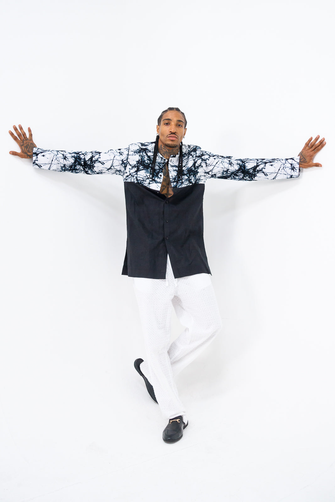 Babadudu Men's African Dye Print Long sleeve Shirt