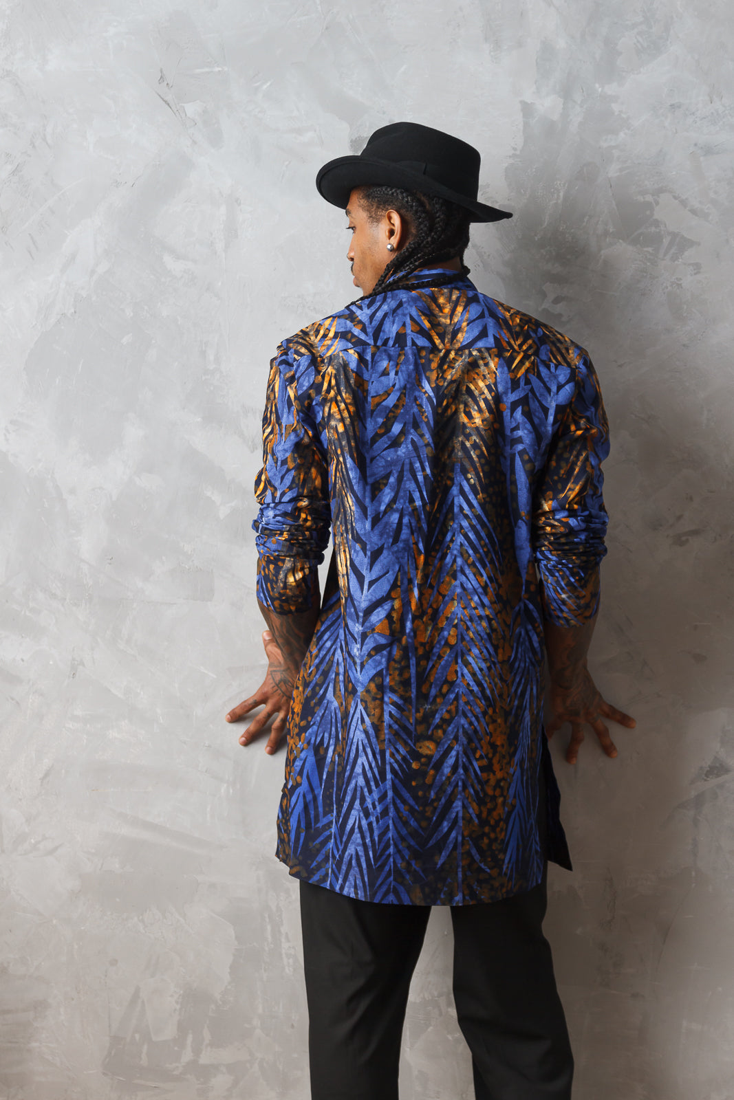 Opobo Men's African Print Leafy Kaftan