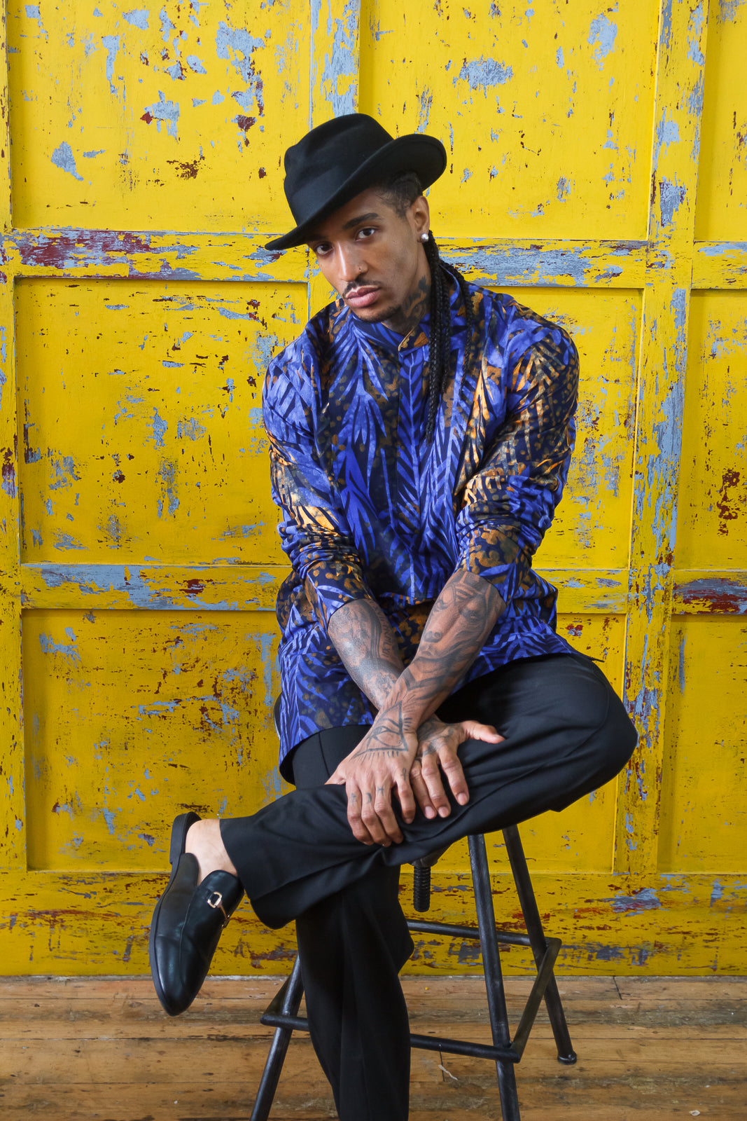 Opobo Men's African Print Leafy Kaftan