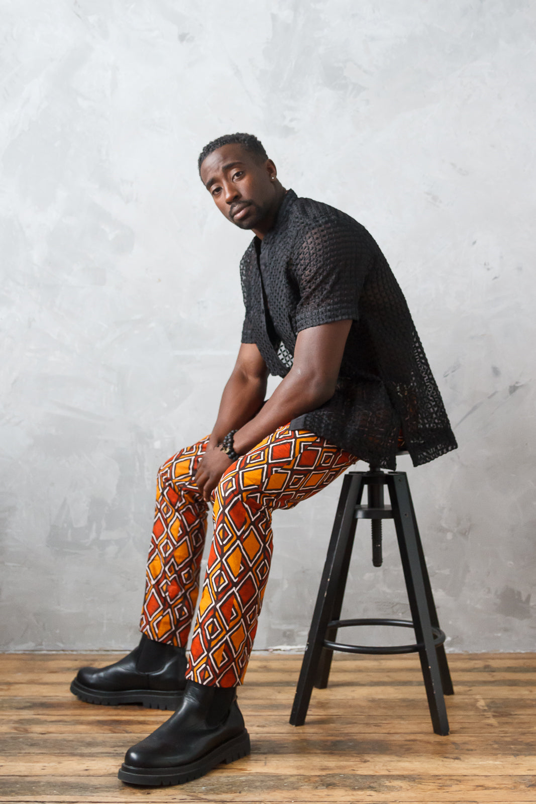 SARAUTA MEN'S AFRICAN MUD PRINT SLIM FIT PANTS
