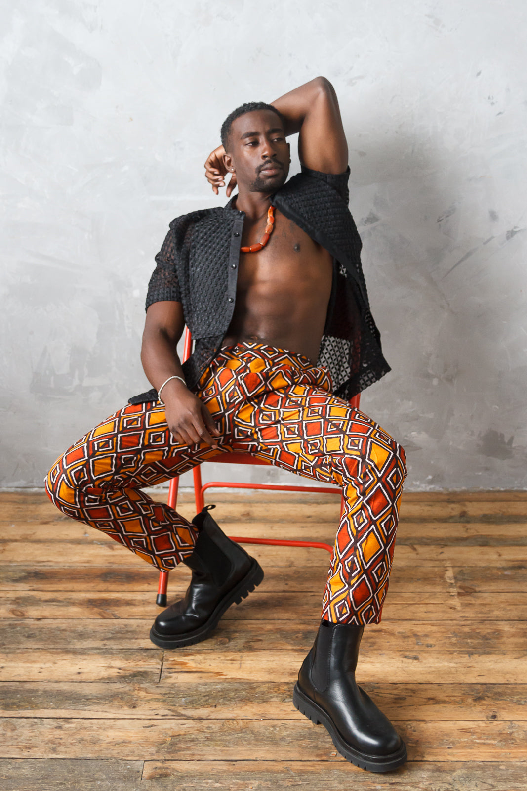 SARAUTA MEN'S AFRICAN MUD PRINT SLIM FIT PANTS