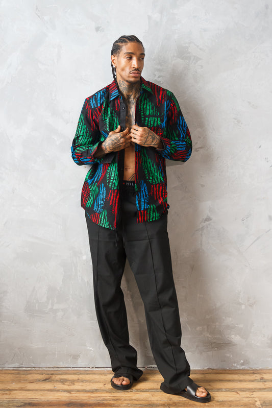DAGIDI MEN'S MULTICOLOR AFRICAN PRINT SHIRT