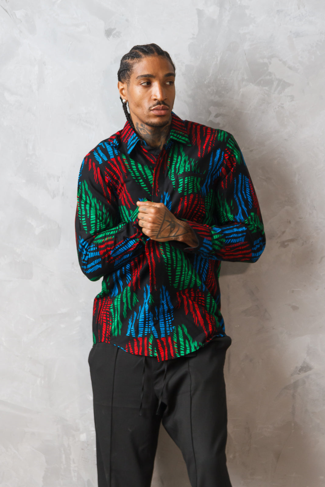 DAGIDI MEN'S MULTICOLOR AFRICAN PRINT SHIRT