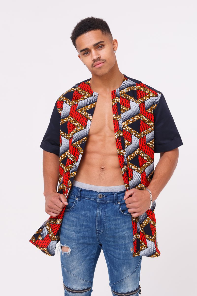 NZURI MEN'S AFRICAN PRINT SHIRT