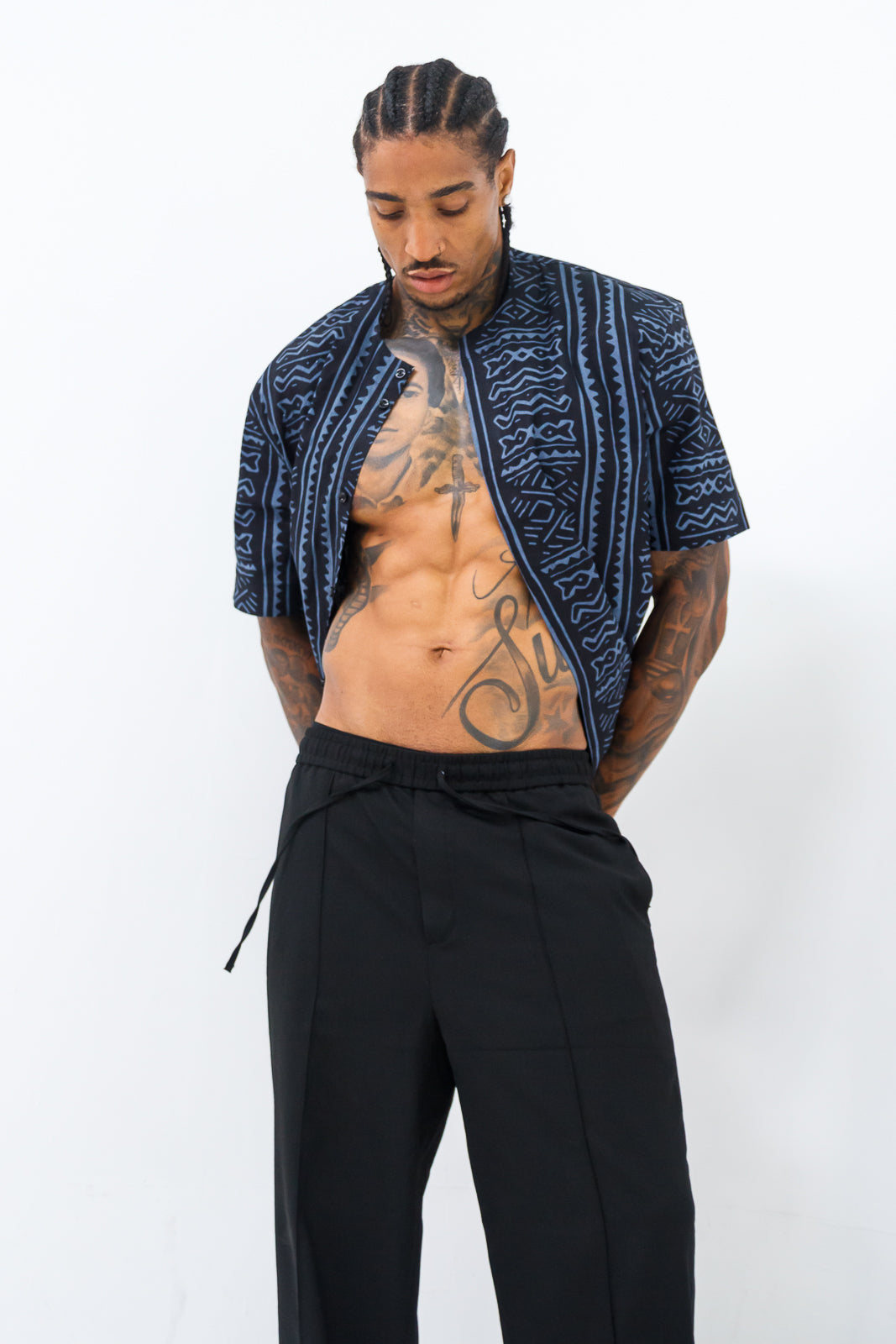 MAZELI MEN'S NAVY TRIBAL AFRICAN KAFTAN