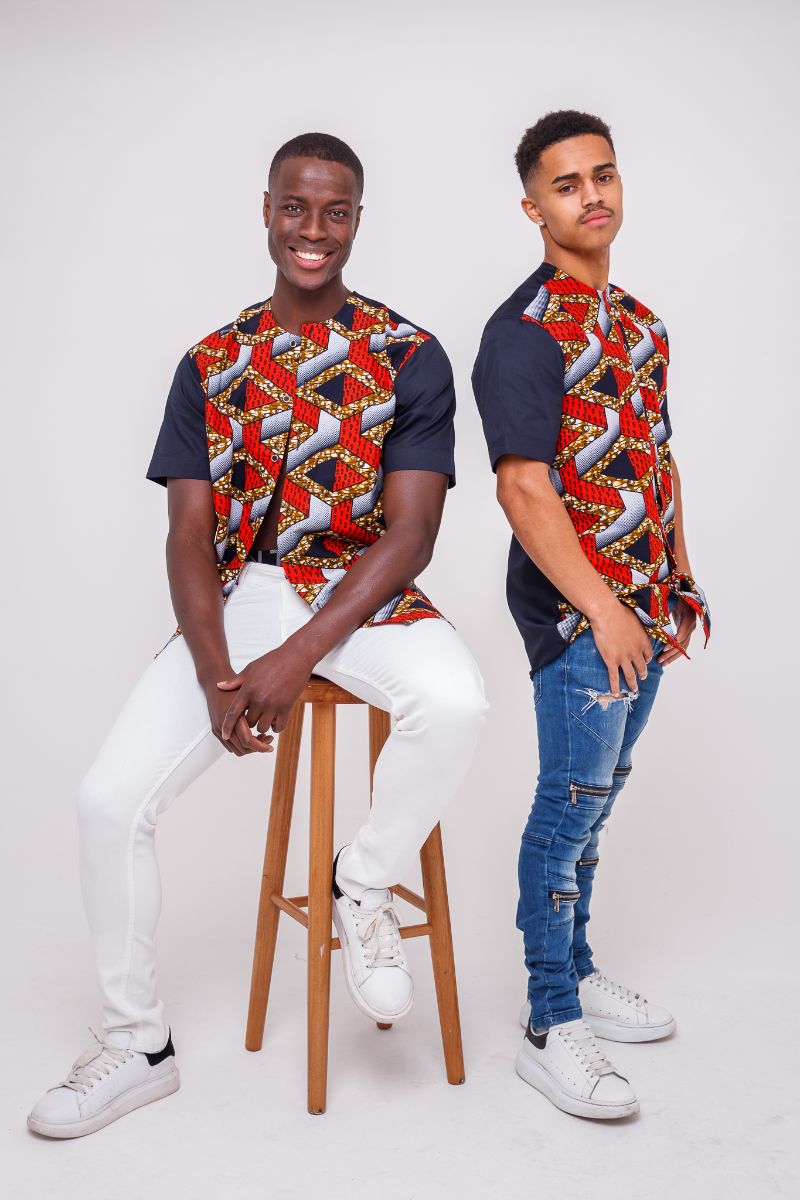 NZURI MEN'S AFRICAN PRINT SHIRT