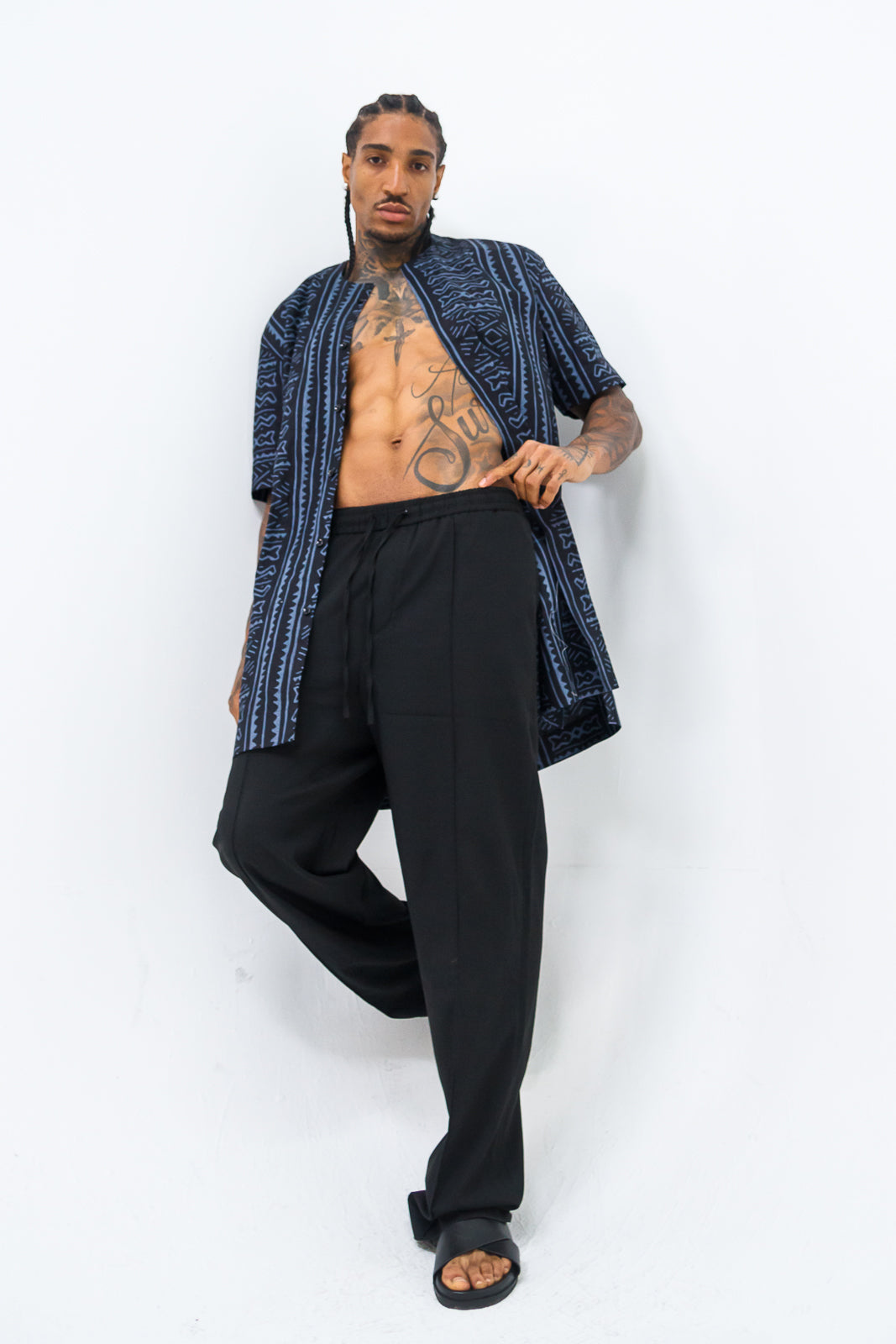 MAZELI MEN'S NAVY TRIBAL AFRICAN KAFTAN