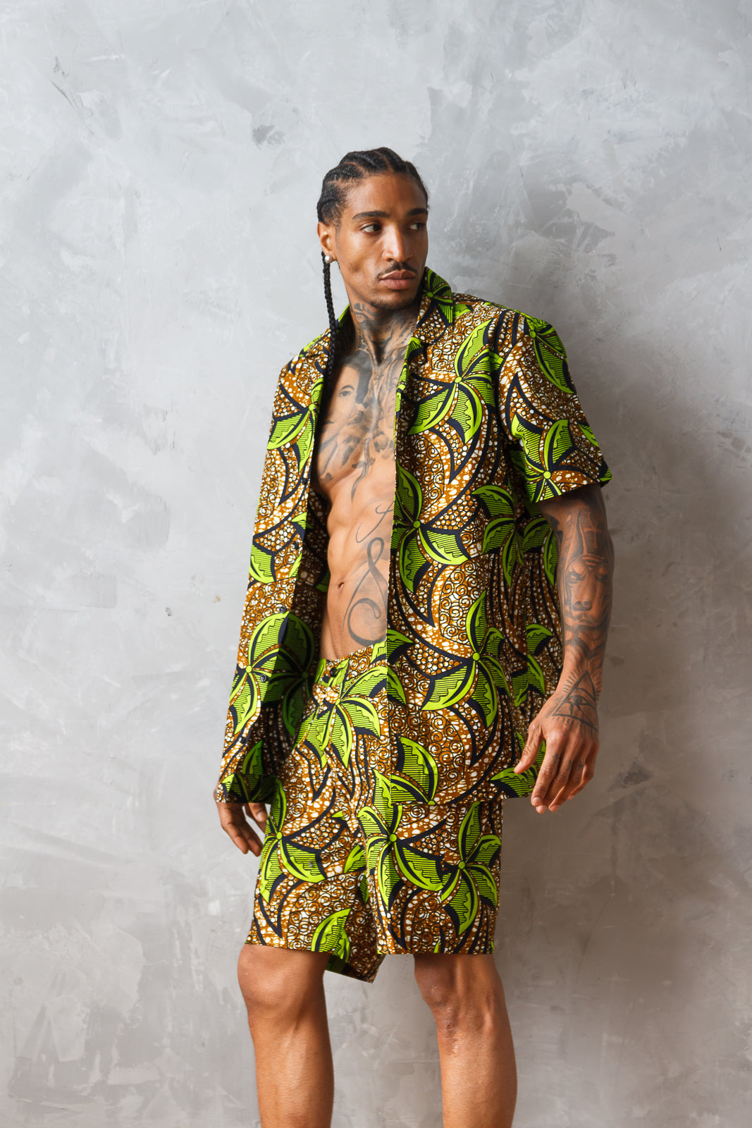 Fanka Men's African Print Short Set (lemon)