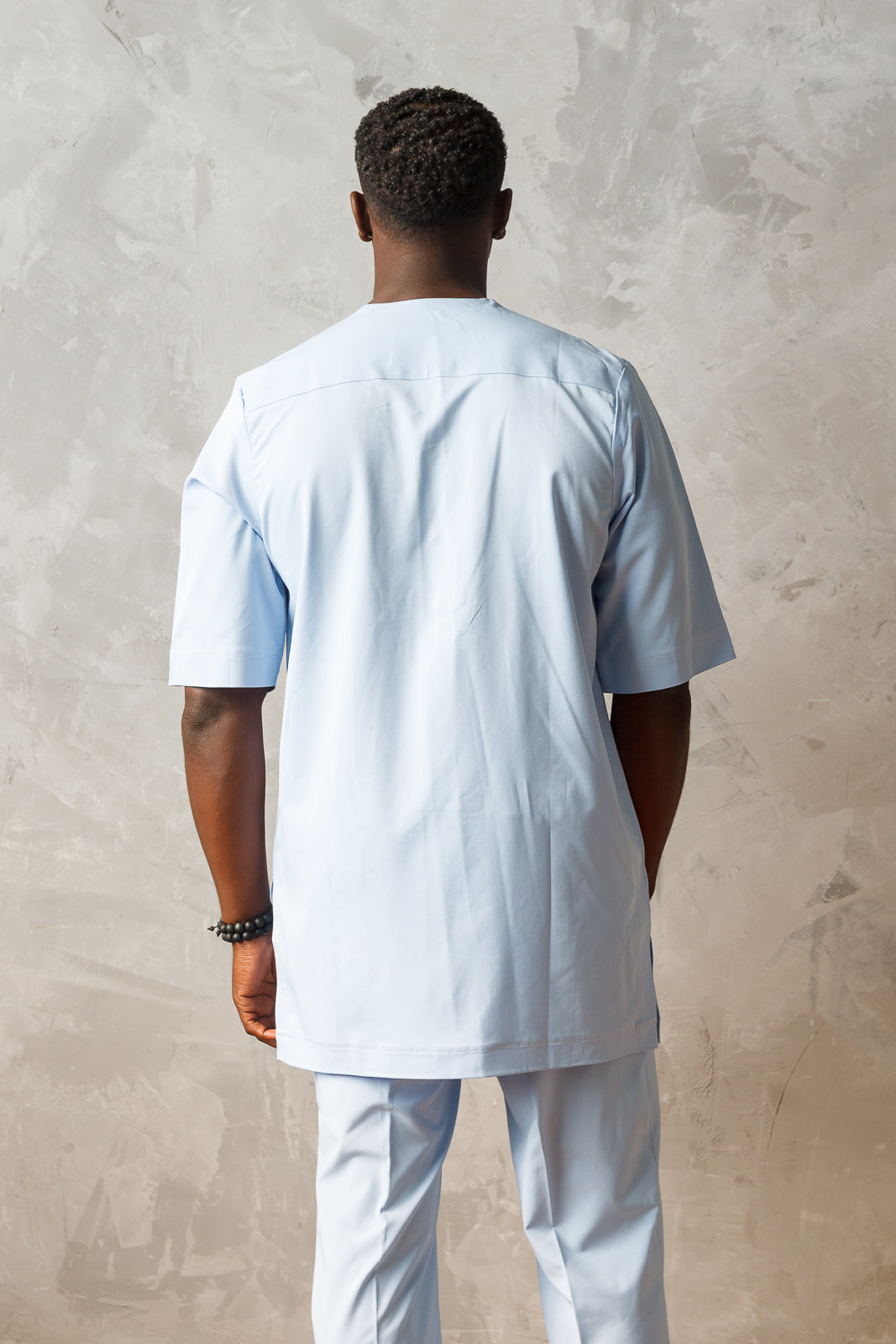 Lush Life Blue Men's African Two-Piece Crepe Set