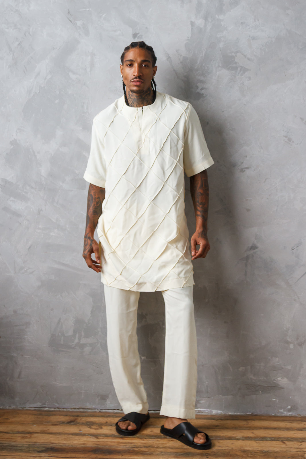 Lush Life Yellow Men's African Two-Piece Crepe Set
