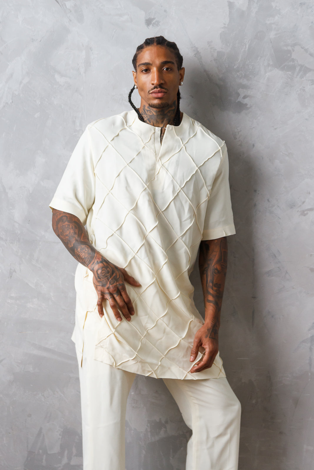 Lush Life Yellow Men's African Two-Piece Crepe Set