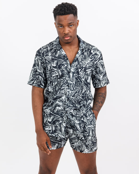 JUNGLE MEN'S AFRICAN PRINT SHORT SET (SHIRT & SHORTS)