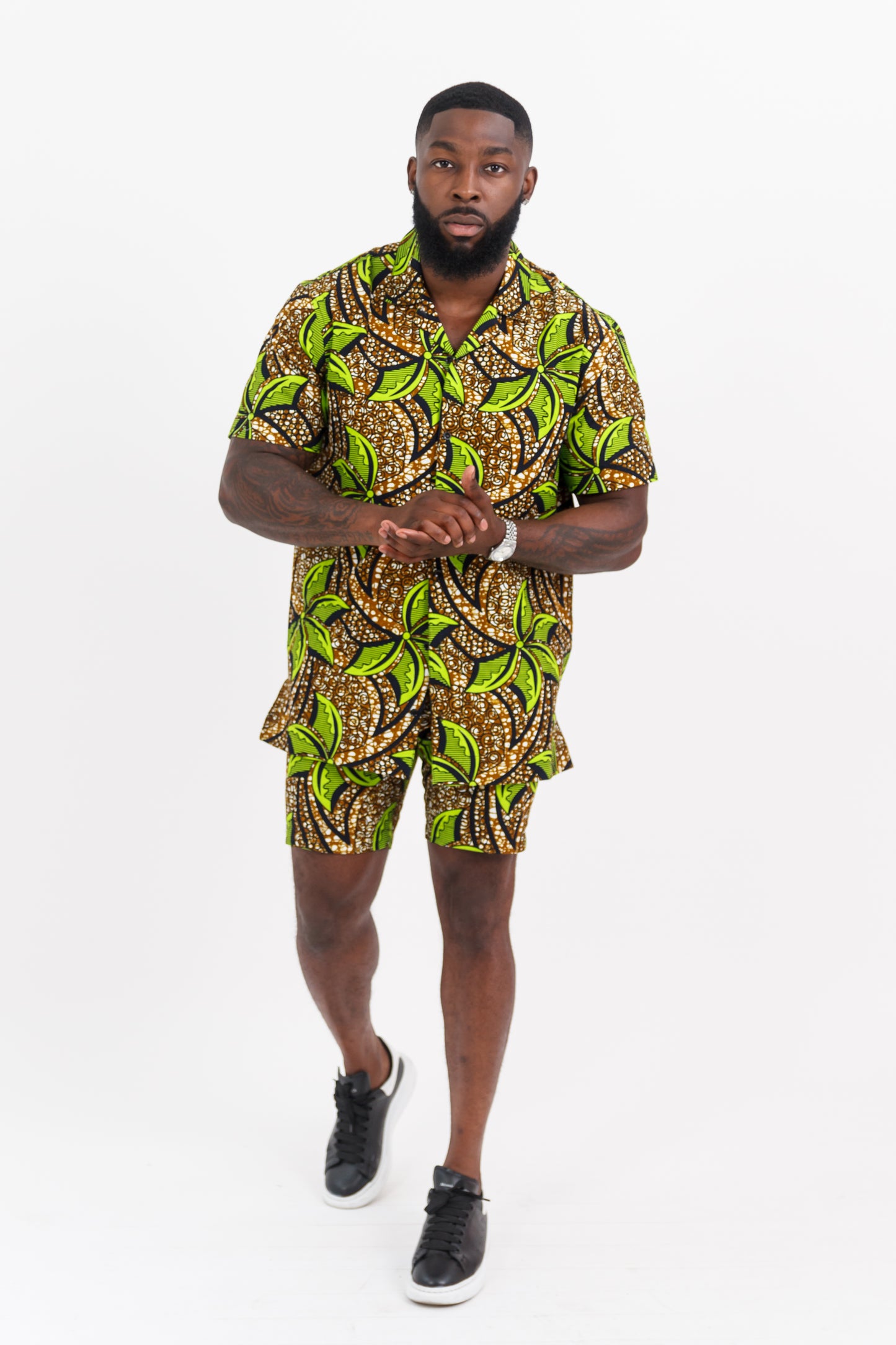 Fanka Men's African Print Short Set (lemon)