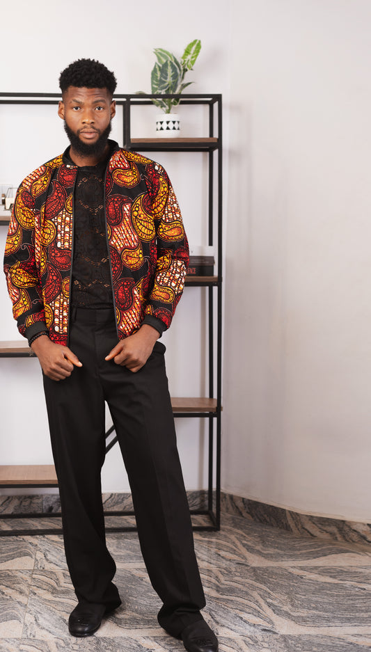 Dami Men's African Print Bomber Jacket