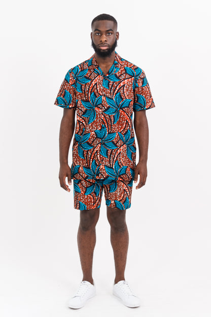 FANKA Teal & African Print Shorts Set