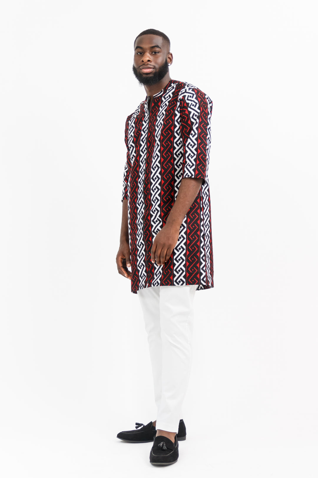 ZANKWA Short Sleeve Zip Shirt | African Print Shirt
