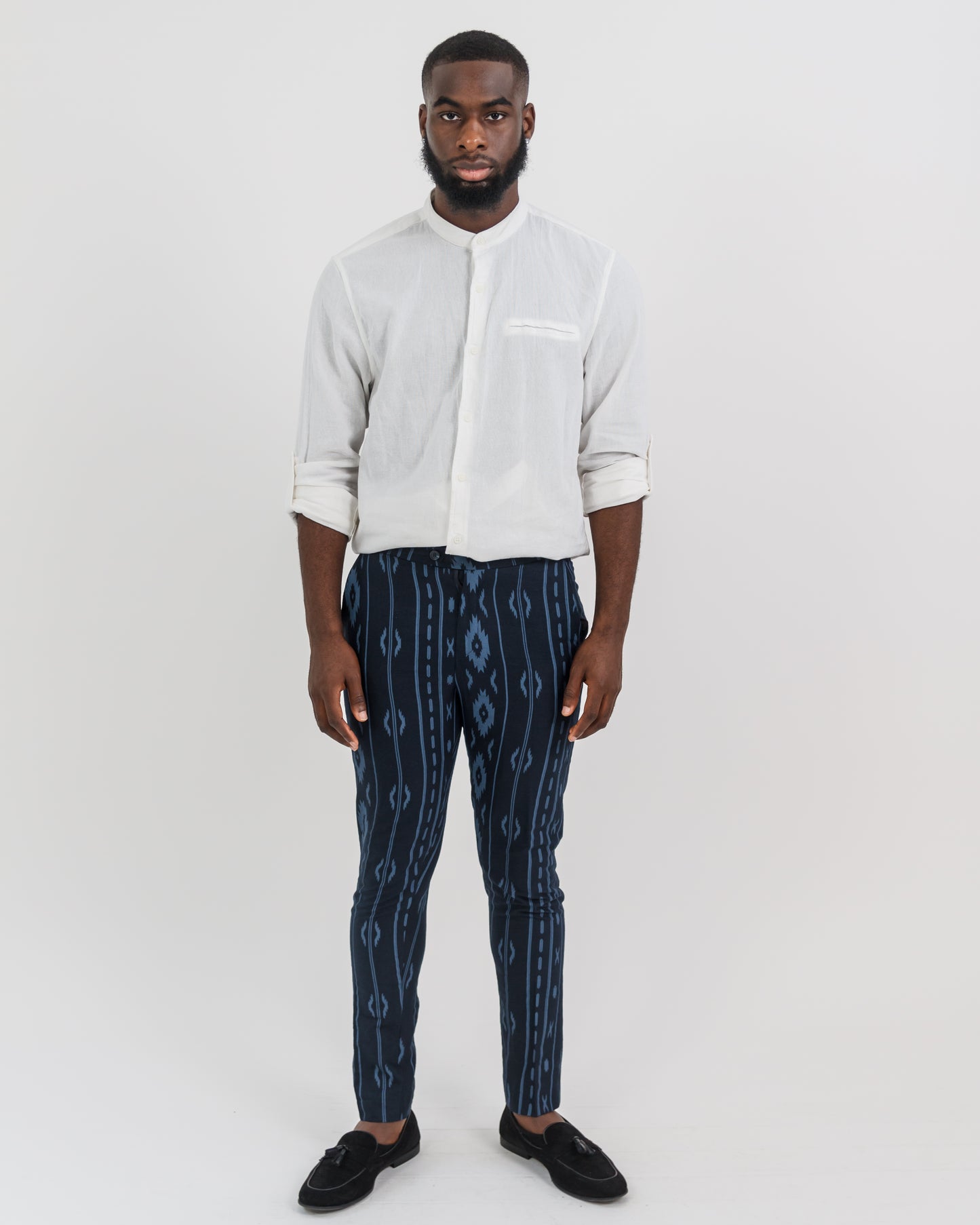 MAZELI Navy African Print Pants