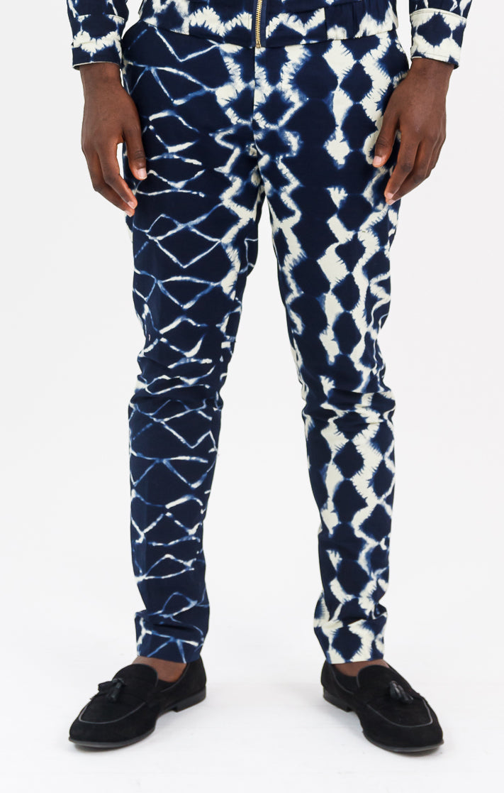 ADIRE Indigo Dye Men's African Print Pants | African Print Men's Trousers
