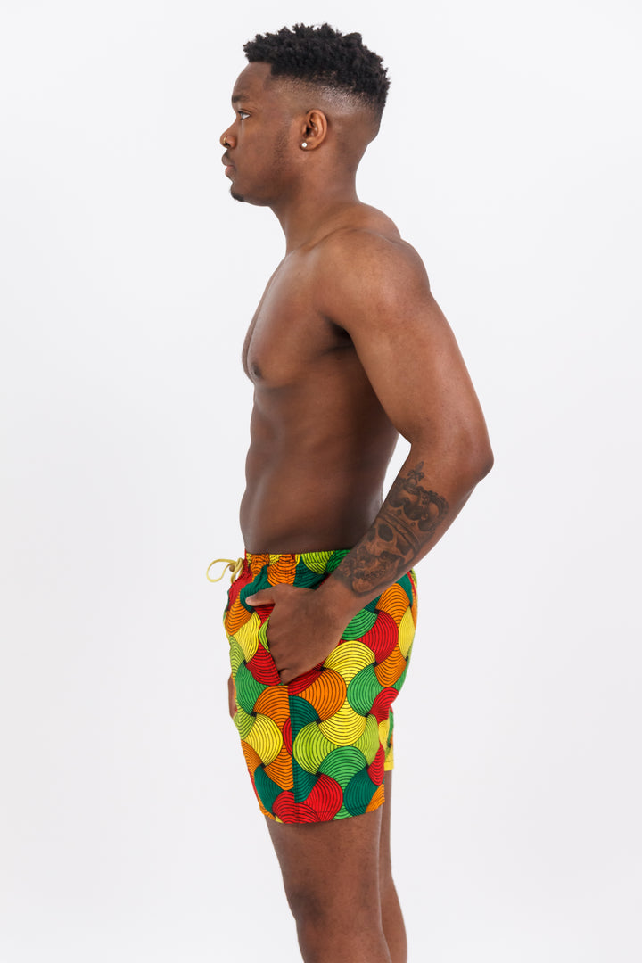 Gbadun African Print Mens Swim Shorts