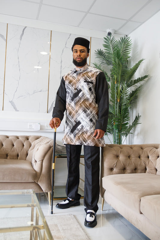 Girma Men's Kaftan (White & Gold)