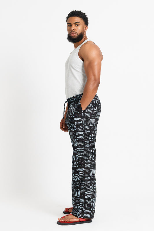 Lakunle Men's African Print Pants (Navy)