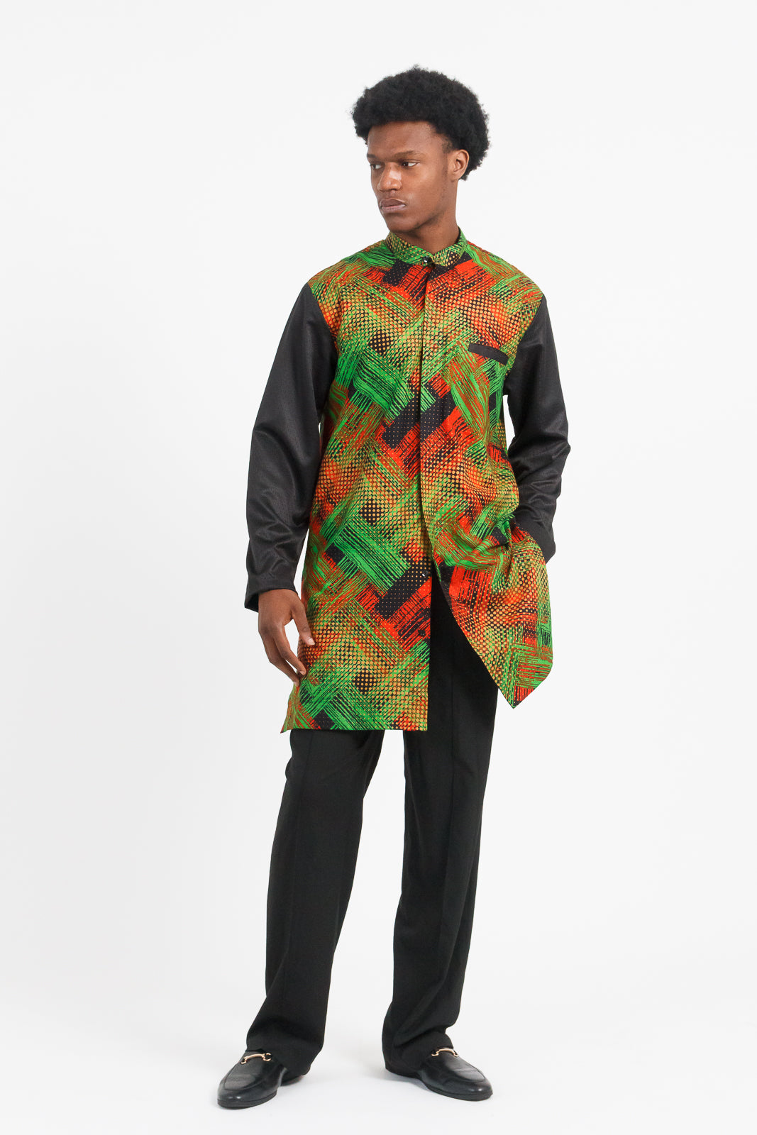Girma Men's Kaftan (Black, Red, and Green)