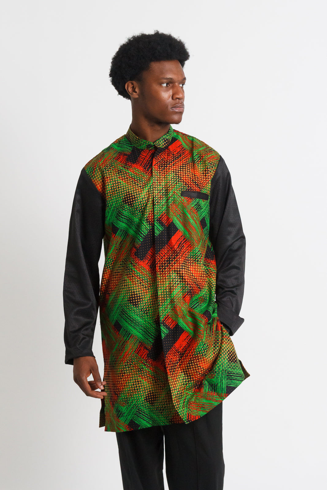 Girma Men's Kaftan (Black, Red, and Green)