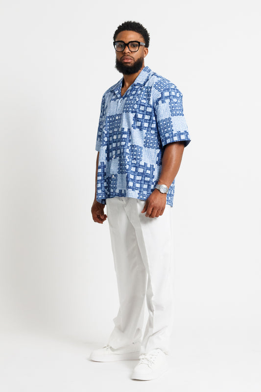 Tafida Men's Sky Blue Relaxed Shirt