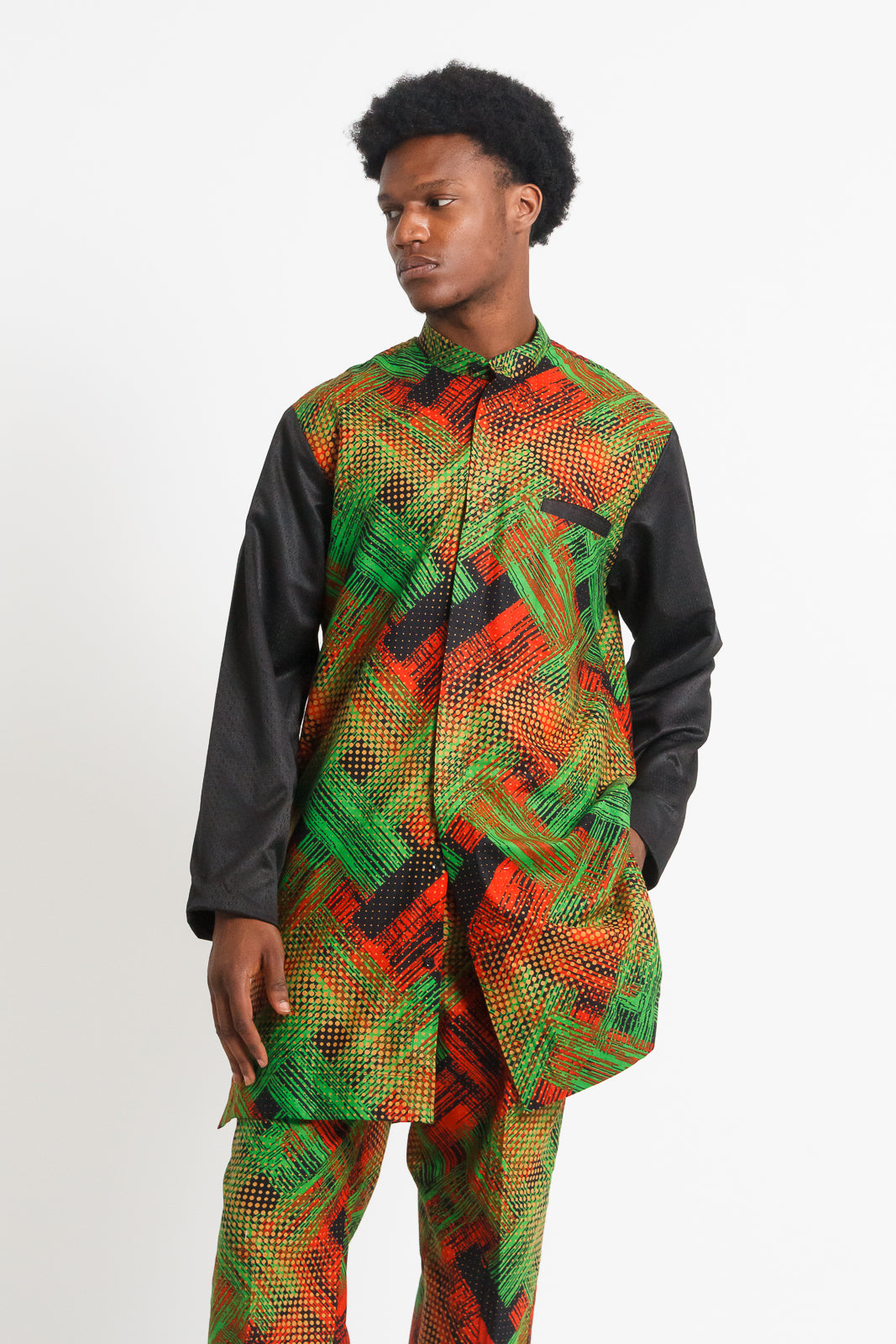 Girma Men's Kaftan (Black, Red, and Green)