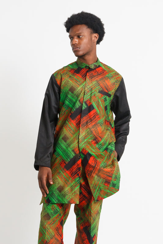 Girma Men's Kaftan (Black, Red, and Green)