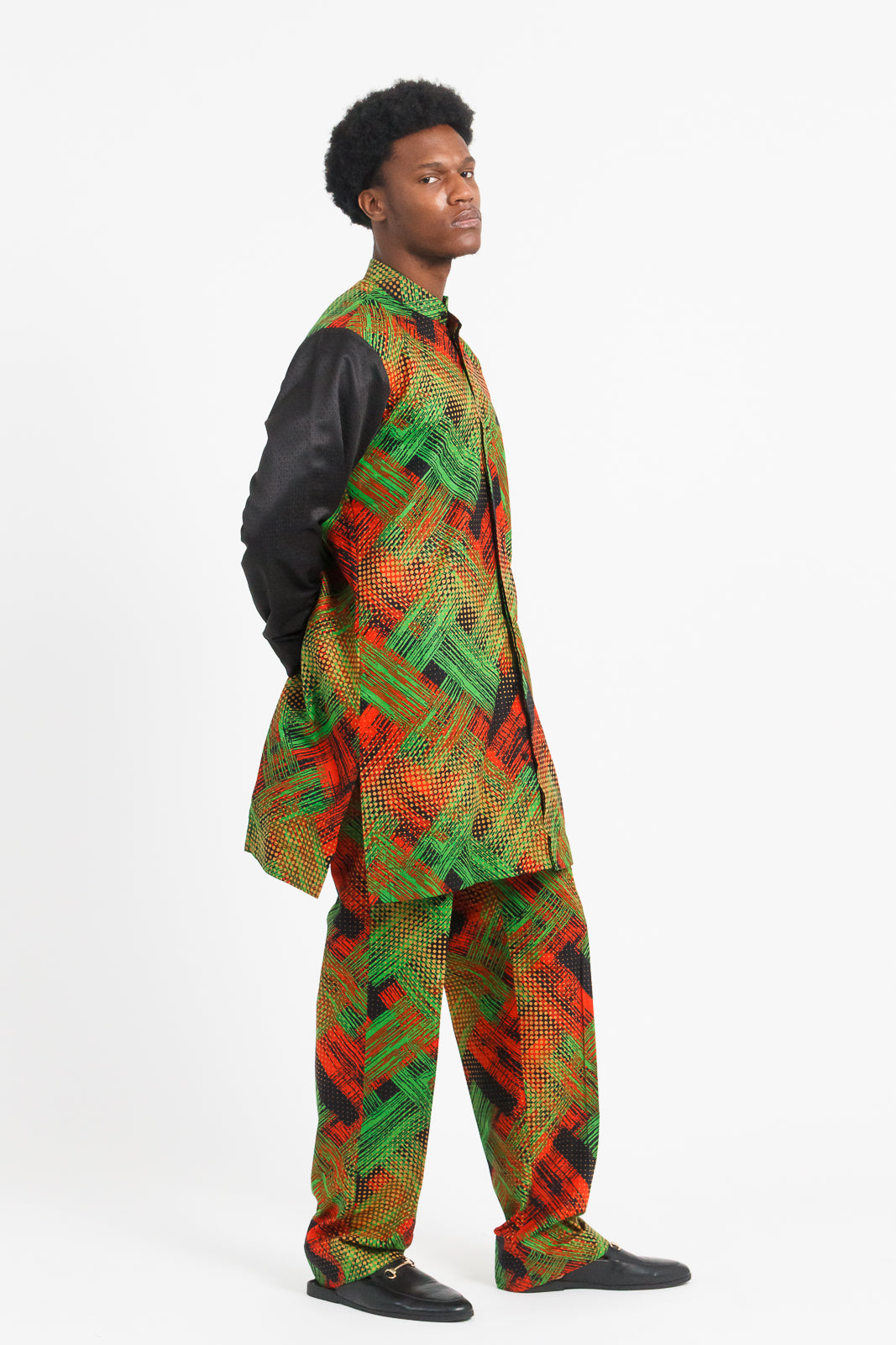 Girma Men's Kaftan (Black, Red, and Green)