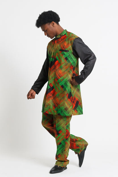 Girma Men's Kaftan (Black, Red, and Green)