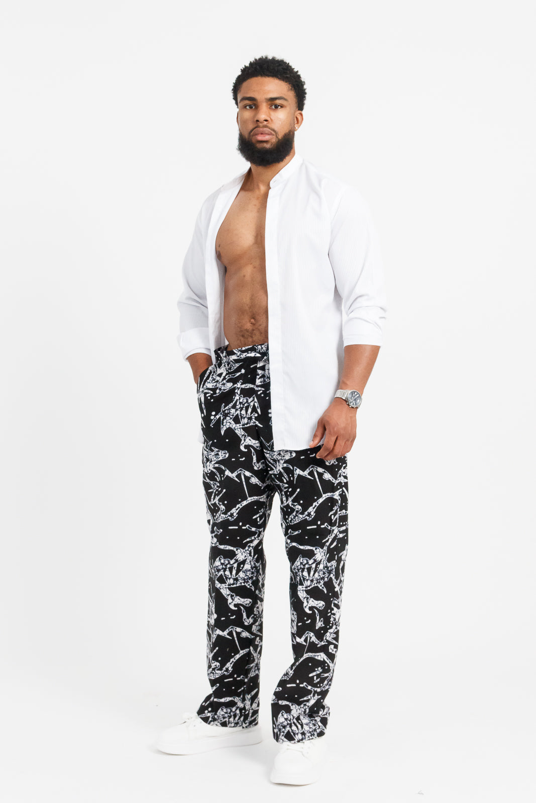 Tumi Men’s Monochrome African Print Relaxed Pants
