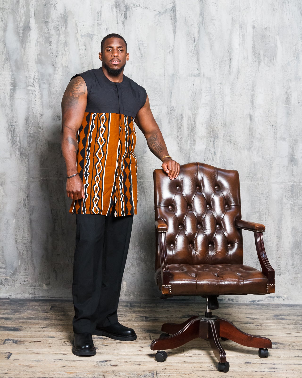 Kasali Men's African Mud Print Sleeveless Shirt