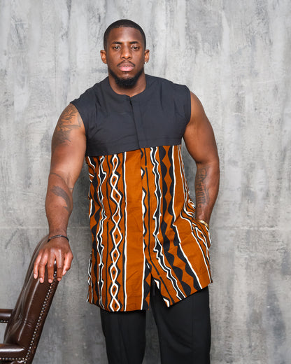 Kasali Men's African Mud Print Sleeveless Shirt