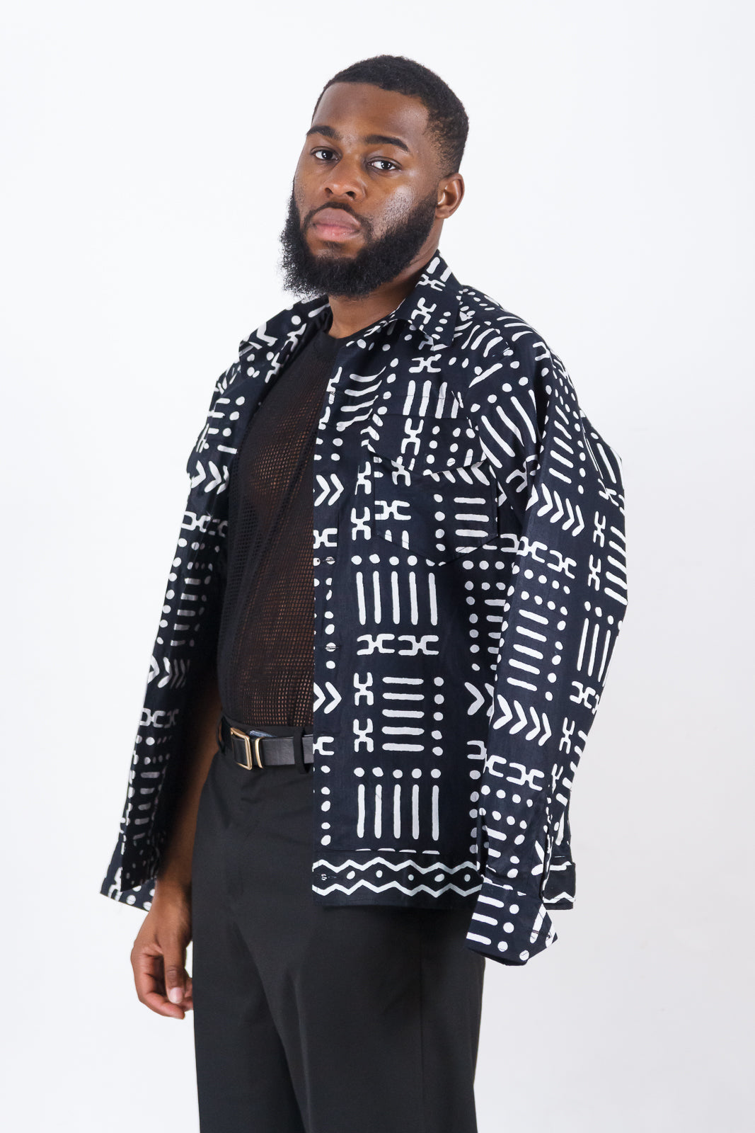 OBIDIKE Black & White African Print jacket